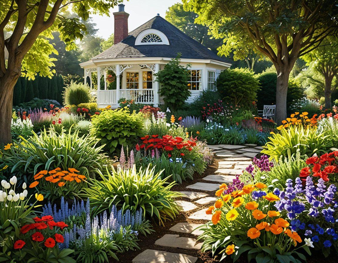 A vibrant garden scene filled with diverse groups of people engaged in joyful activities, such as planting flowers, sharing laughter, and helping each other. Include colorful flora surrounding them, symbolizing growth and emotional health, with sunlight streaming through trees to create a warm atmosphere. Super-realistic. Vibrant colors. White background.